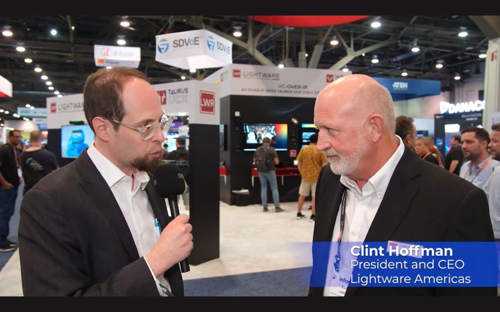 Clint Hoffman of Lightware Americas talking Taurus at InfoComm 2024